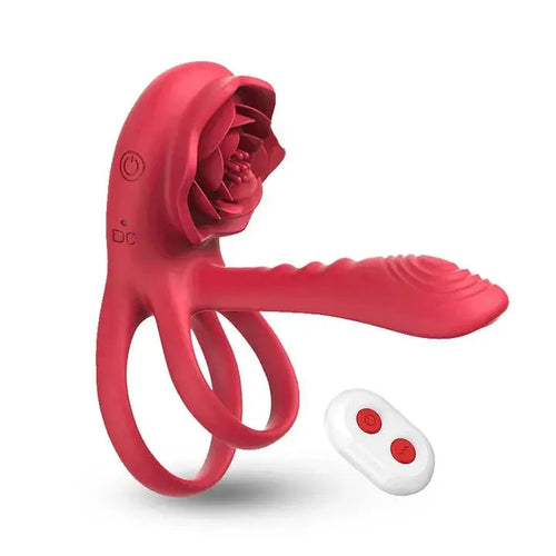 3-in-1 Rose G-Spot Vibrator Clit Stimulator & Penis Ring