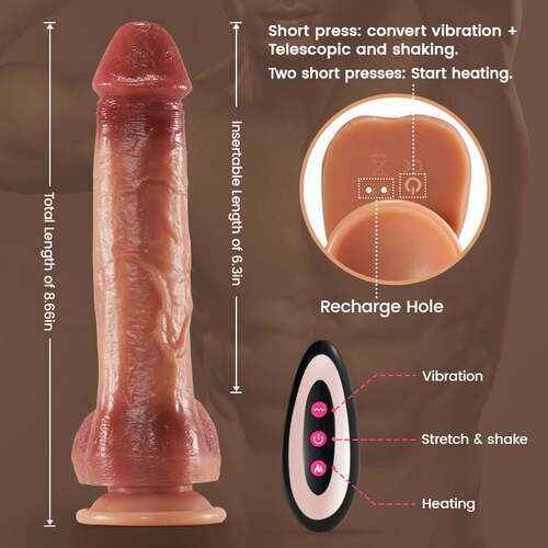 9 Vibrating 3 Thrusting Swinging Heating Lifelike Dildo for Women