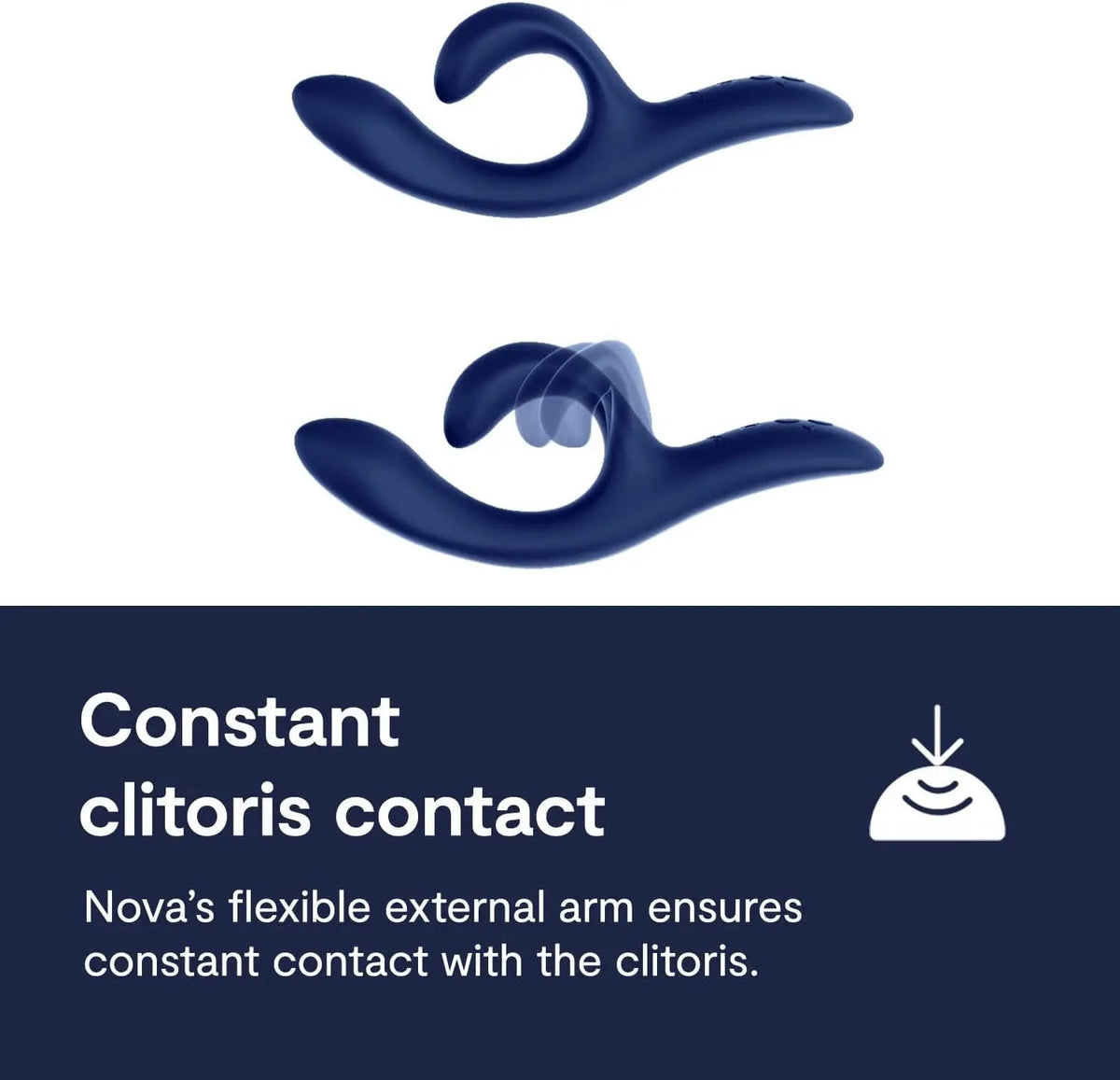 Flexible external arm on the We-Vibe Nova 2 for constant clitoral contact